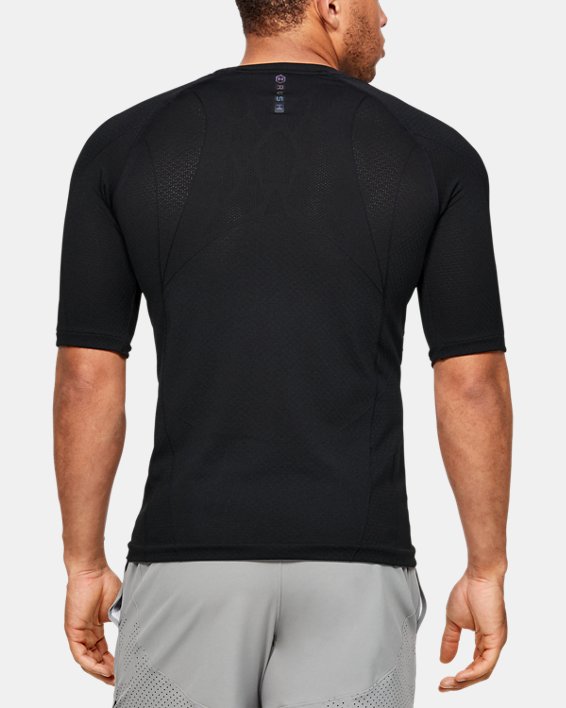 Men's UA RUSH™ Seamless Compression Short Sleeve in Black image number 1